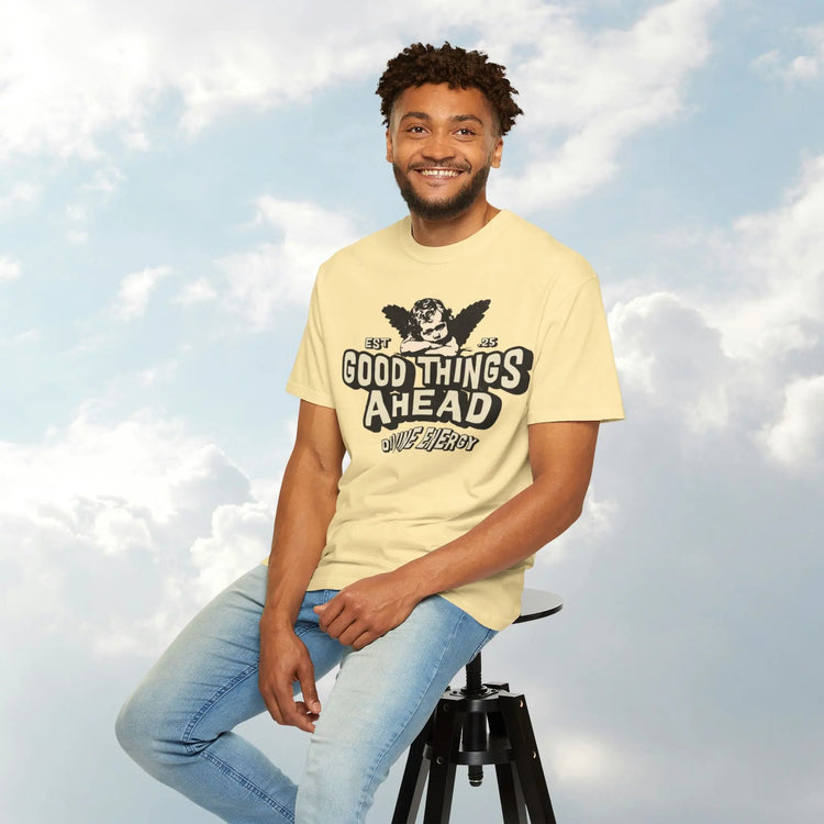 Good Things Ahead T-Shirt | Vintage Vibe, Unisex Tee, Divine Energy Shirt, Graphic Tee, Gift for Optimists Printify