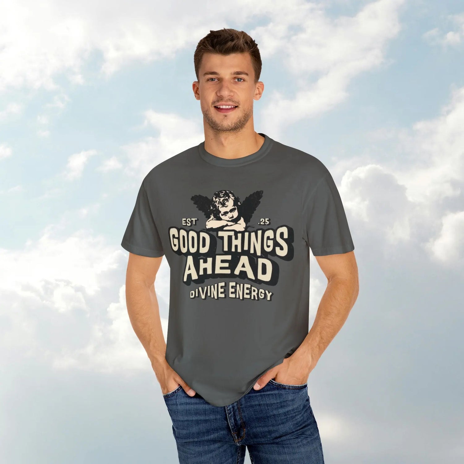 Good Things Ahead T-Shirt | Vintage Vibe, Unisex Tee, Divine Energy Shirt, Graphic Tee, Gift for Optimists Printify
