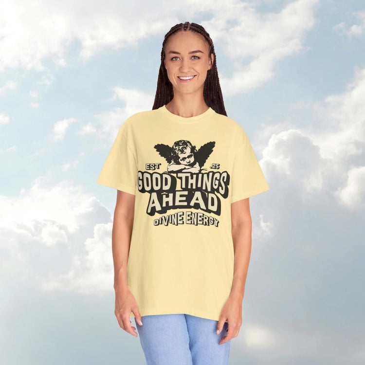 Good Things Ahead T-Shirt | Vintage Vibe, Unisex Tee, Divine Energy Shirt, Graphic Tee, Gift for Optimists Printify