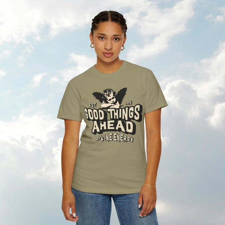 Good Things Ahead T-Shirt | Vintage Vibe, Unisex Tee, Divine Energy Shirt, Graphic Tee, Gift for Optimists Printify