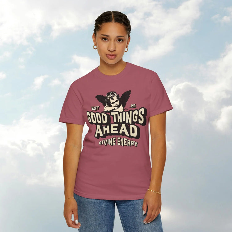 Good Things Ahead T-Shirt | Vintage Vibe, Unisex Tee, Divine Energy Shirt, Graphic Tee, Gift for Optimists Printify
