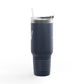 Insulated 40oz Travel Mug – Motivational Minds Logo, Double-Wall Stainless Tumbler with Straw & Handle Momentum