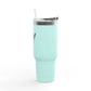 Insulated 40oz Travel Mug – Motivational Minds Logo, Double-Wall Stainless Tumbler with Straw & Handle Momentum