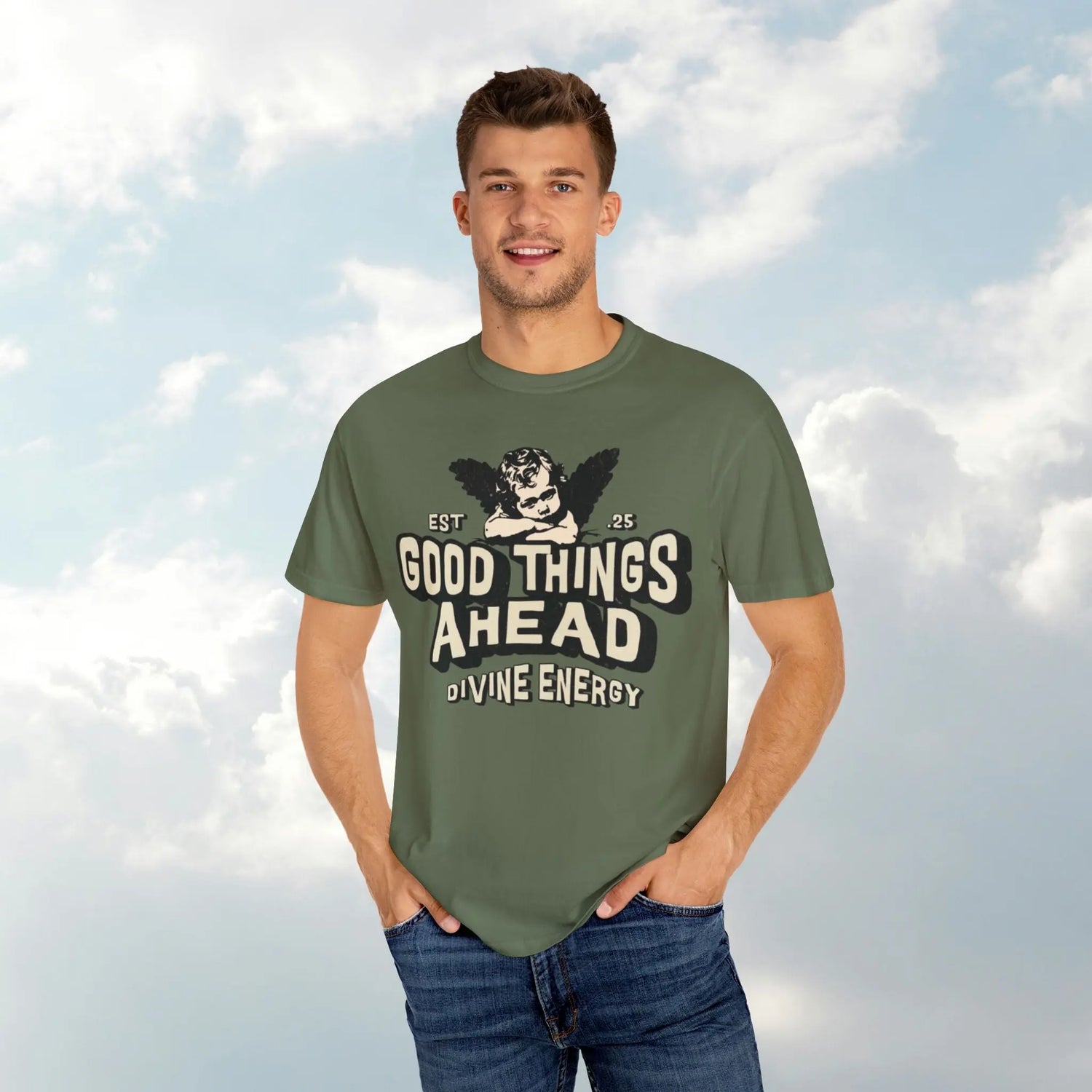 Good Things Ahead T-Shirt | Vintage Vibe, Unisex Tee, Divine Energy Shirt, Graphic Tee, Gift for Optimists Printify