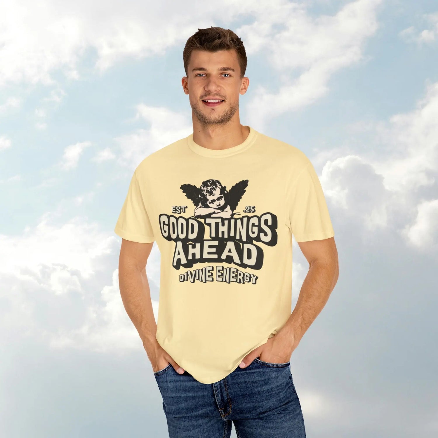 Good Things Ahead T-Shirt | Vintage Vibe, Unisex Tee, Divine Energy Shirt, Graphic Tee, Gift for Optimists Printify