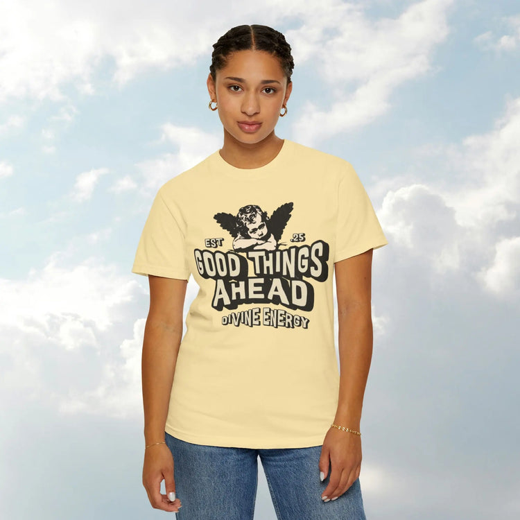 Good Things Ahead T-Shirt | Vintage Vibe, Unisex Tee, Divine Energy Shirt, Graphic Tee, Gift for Optimists Printify