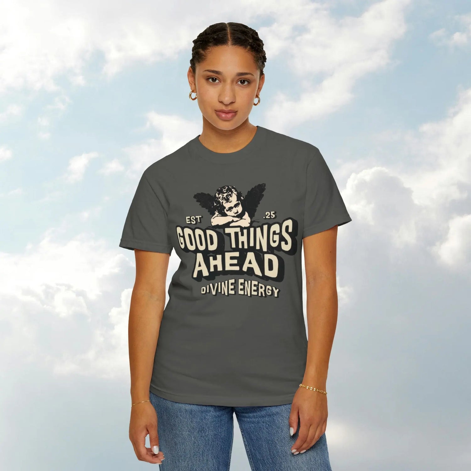 Good Things Ahead T-Shirt | Vintage Vibe, Unisex Tee, Divine Energy Shirt, Graphic Tee, Gift for Optimists Printify