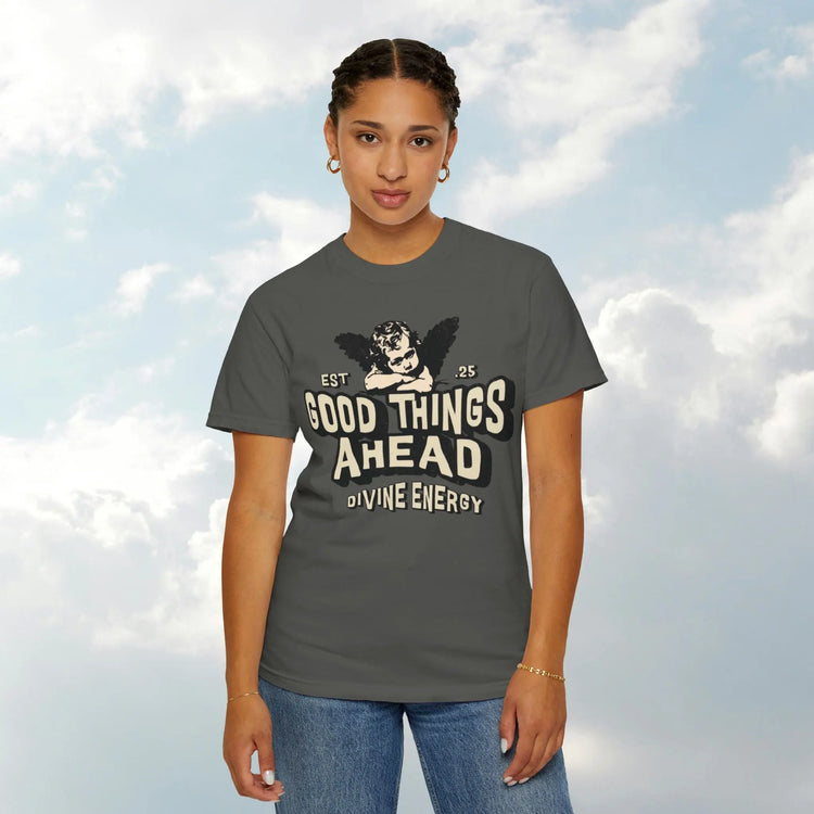 Good Things Ahead T-Shirt | Vintage Vibe, Unisex Tee, Divine Energy Shirt, Graphic Tee, Gift for Optimists Printify
