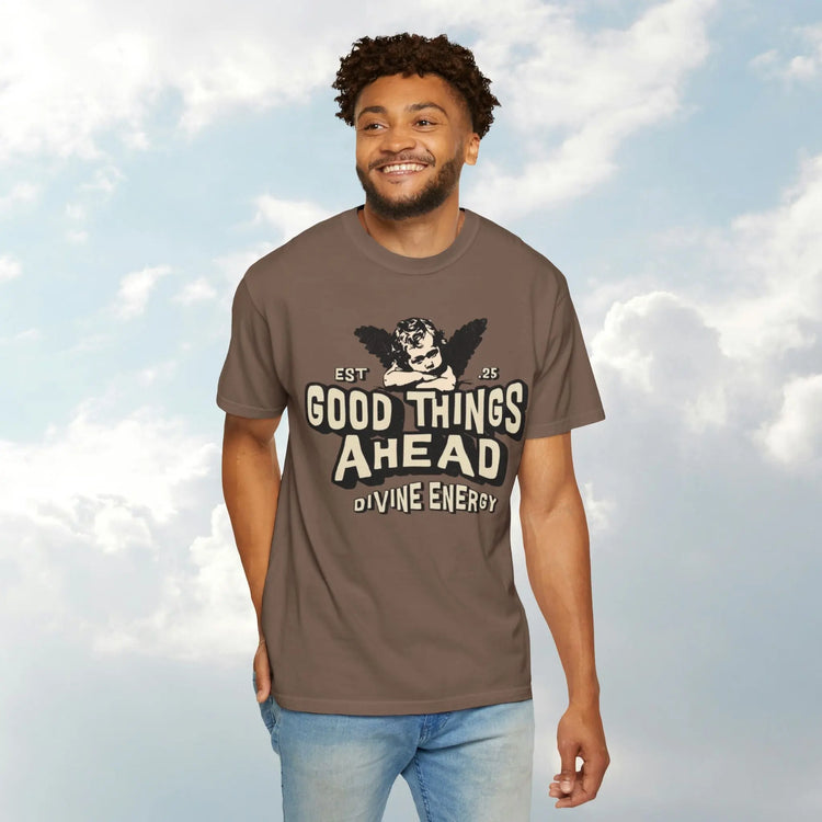Good Things Ahead T-Shirt | Vintage Vibe, Unisex Tee, Divine Energy Shirt, Graphic Tee, Gift for Optimists Printify
