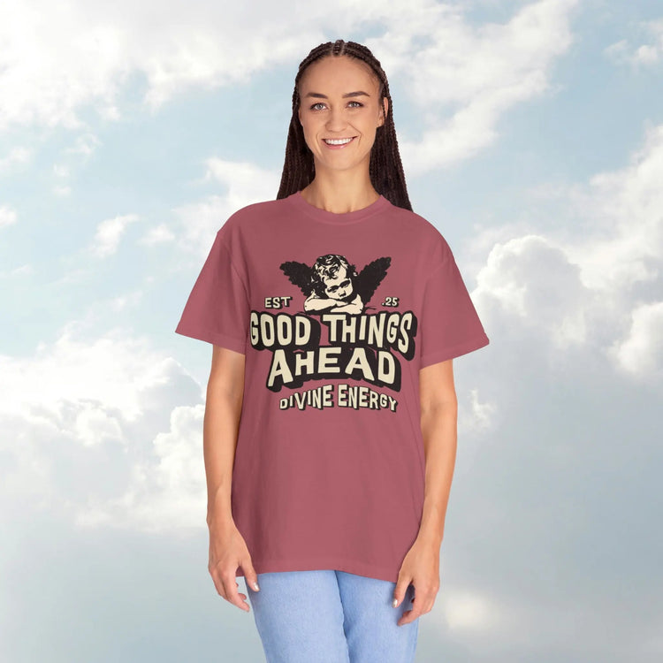 Good Things Ahead T-Shirt | Vintage Vibe, Unisex Tee, Divine Energy Shirt, Graphic Tee, Gift for Optimists Printify