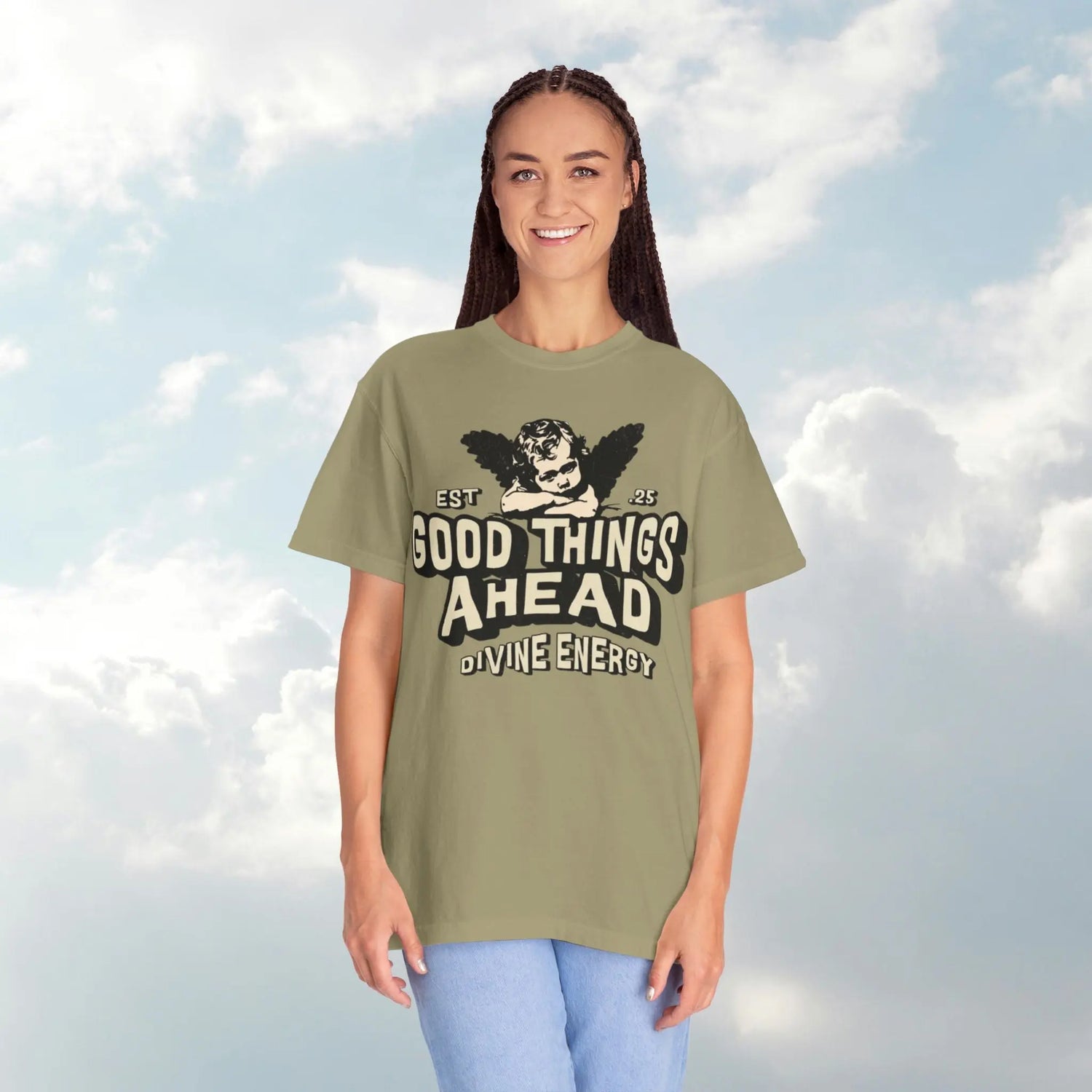 Good Things Ahead T-Shirt | Vintage Vibe, Unisex Tee, Divine Energy Shirt, Graphic Tee, Gift for Optimists Printify