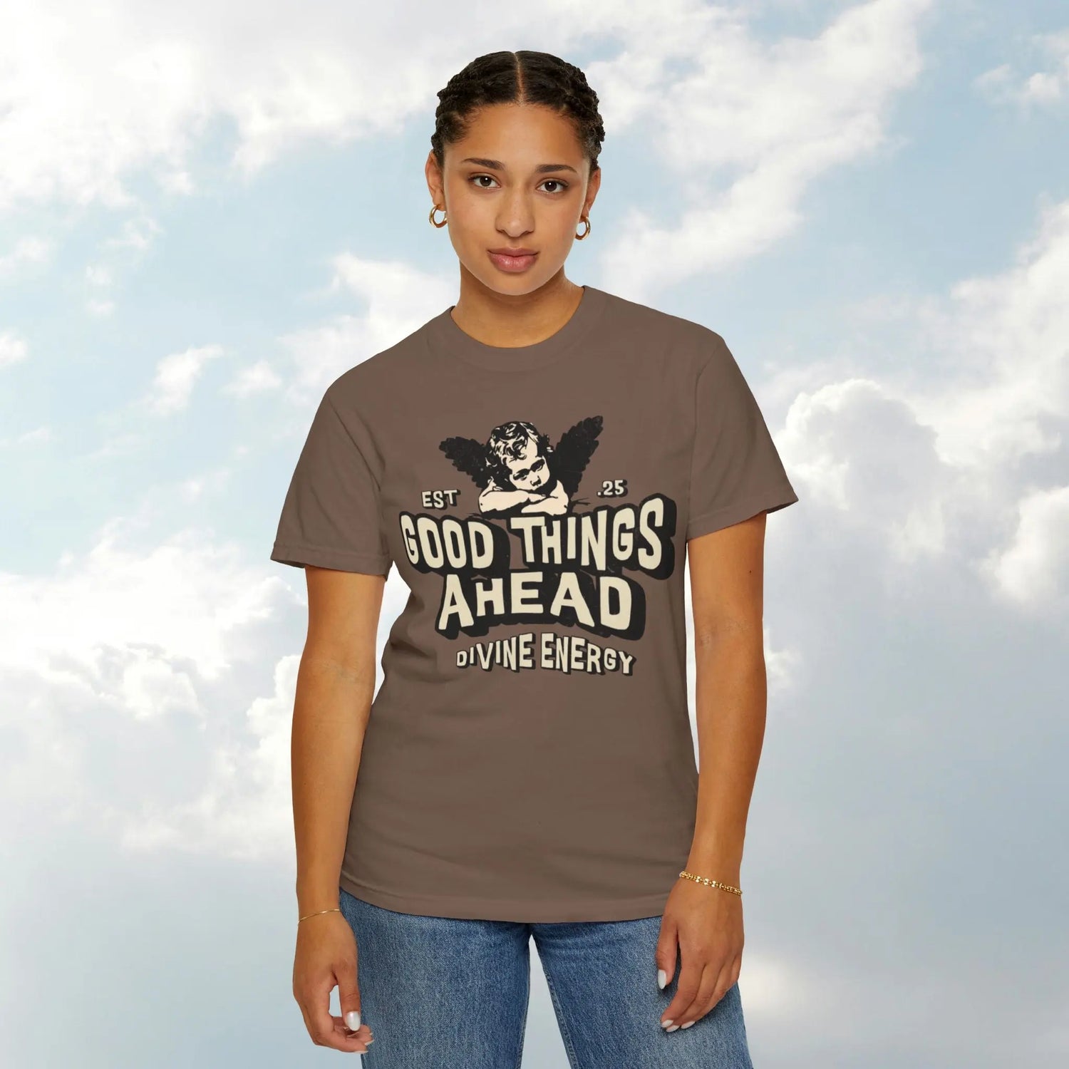Good Things Ahead T-Shirt | Vintage Vibe, Unisex Tee, Divine Energy Shirt, Graphic Tee, Gift for Optimists Printify