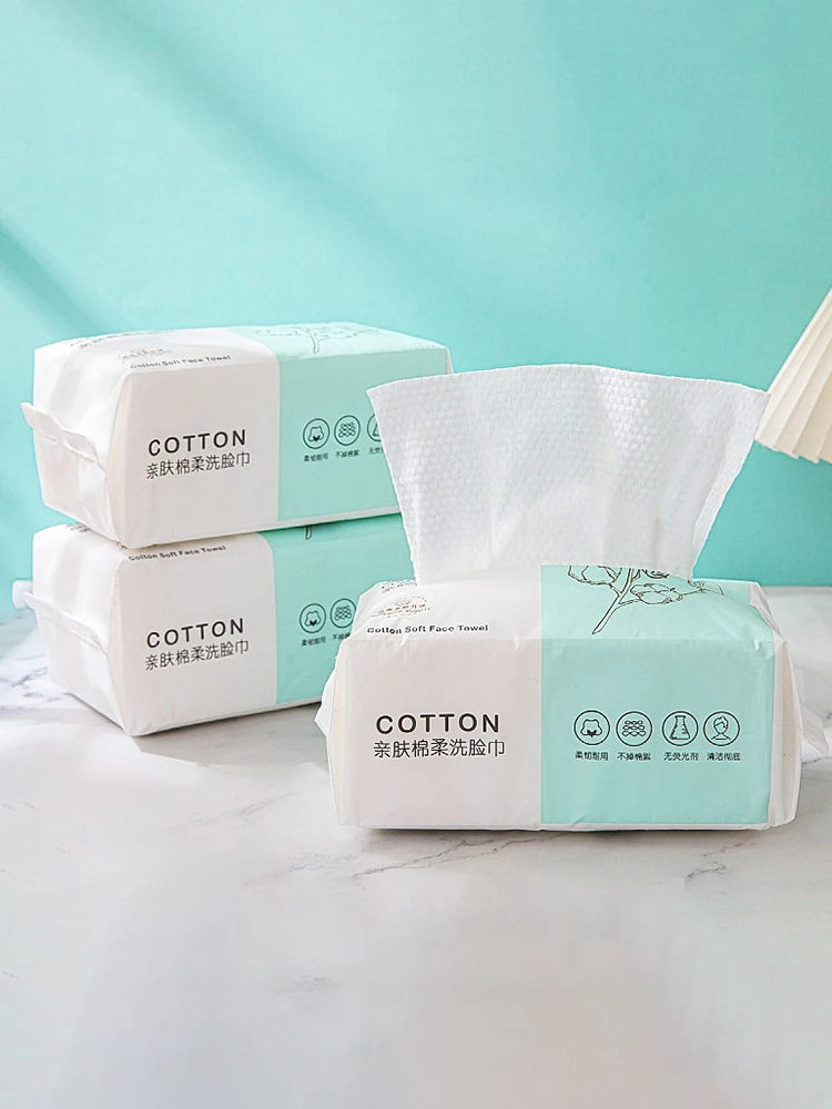 100PCS Natural Disposable Face Towel Travel Facial Cleansing Wet And Dry Makeup Remover Pearl Cotton Soft Makeup Nonwoven Towel