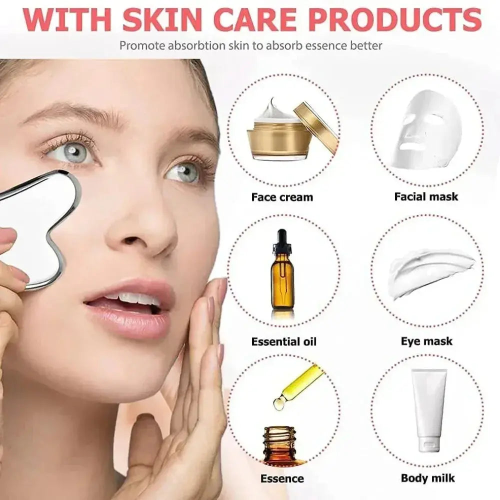 Ice Face Roller Stainless Steel Gua Sha Board Set Facial Massager Face Massage Roller Face Lifting Beauty Skin Care Tools Momentum