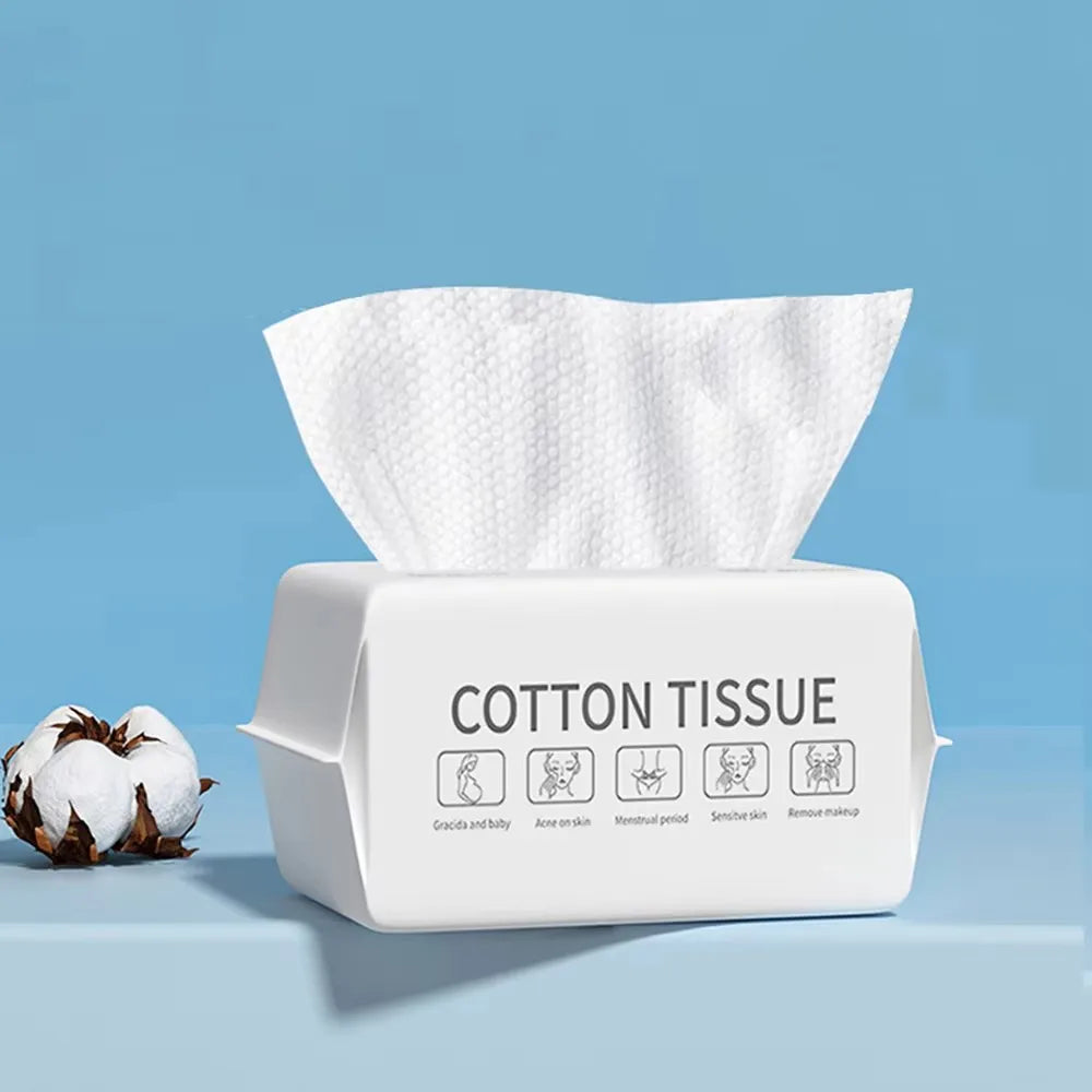 100PCS Natural Disposable Face Towel Travel Facial Cleansing Wet And Dry Makeup Remover Pearl Cotton Soft Makeup Nonwoven Towel