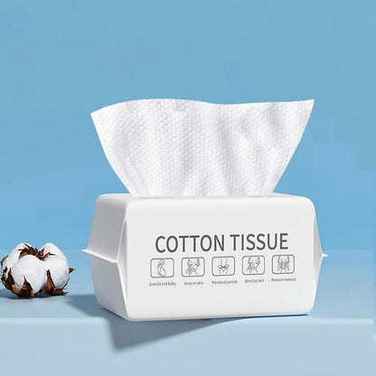 100PCS Natural Disposable Face Towel Travel Facial Cleansing Wet And Dry Makeup Remover Pearl Cotton Soft Makeup Nonwoven Towel