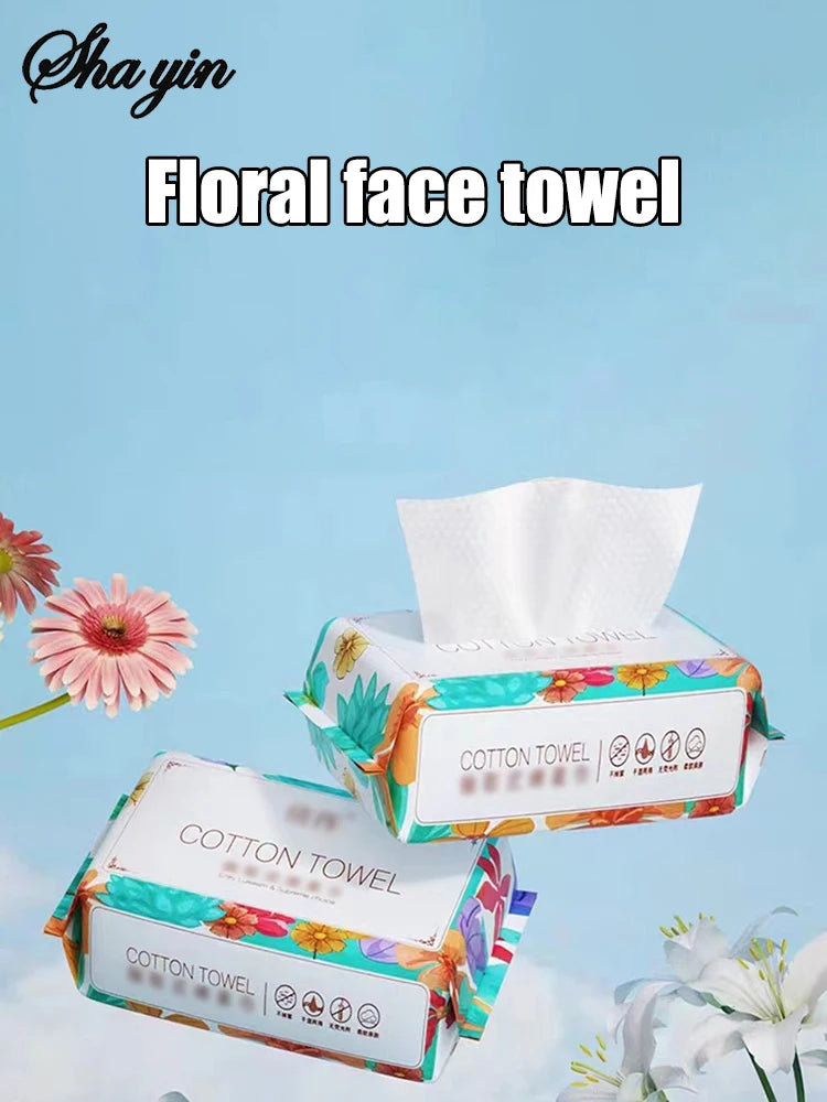 100PCS Natural Disposable Face Towel Travel Facial Cleansing Wet And Dry Makeup Remover Pearl Cotton Soft Makeup Nonwoven Towel