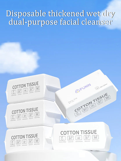 100PCS Natural Disposable Face Towel Travel Facial Cleansing Wet And Dry Makeup Remover Pearl Cotton Soft Makeup Nonwoven Towel