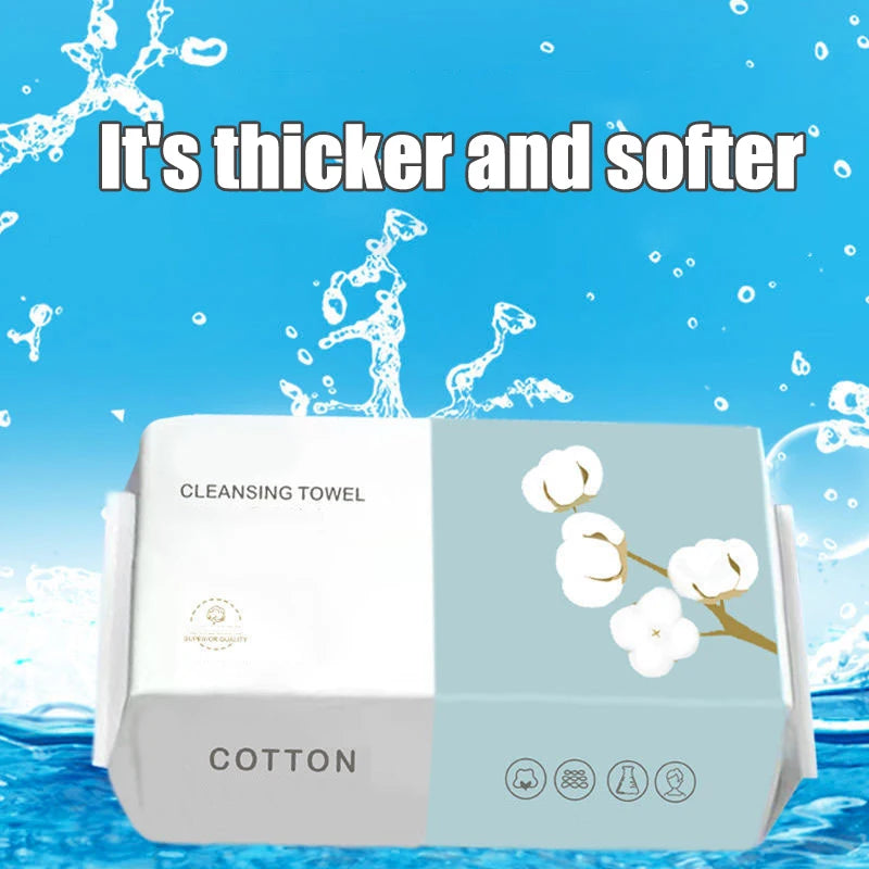 100PCS Natural Disposable Face Towel Travel Facial Cleansing Wet And Dry Makeup Remover Pearl Cotton Soft Makeup Nonwoven Towel