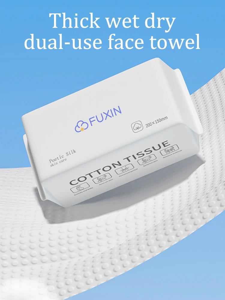 100PCS Natural Disposable Face Towel Travel Facial Cleansing Wet And Dry Makeup Remover Pearl Cotton Soft Makeup Nonwoven Towel